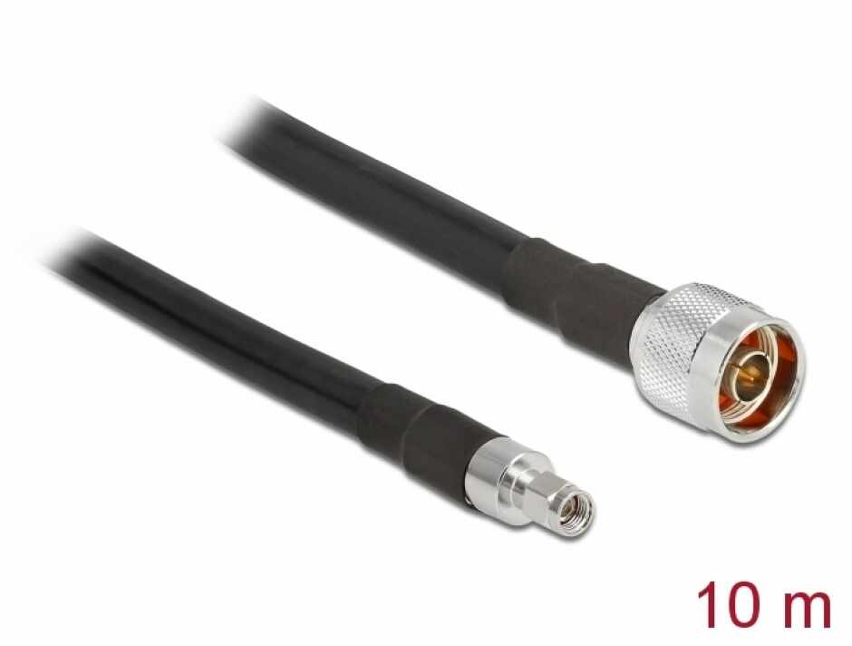 Cablu antena N plug la RP-SMA plug CFD400 LLC400 10m low loss, Delock 13028
