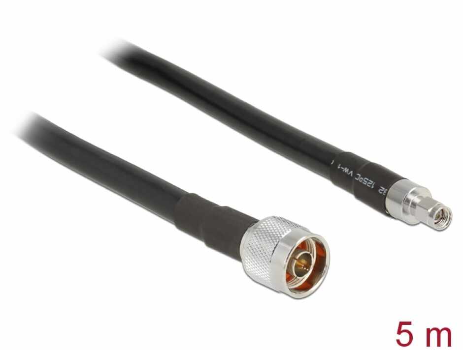 Cablu antena N plug la RP-SMA plug CFD400 LLC400 5m low loss, Delock 13023