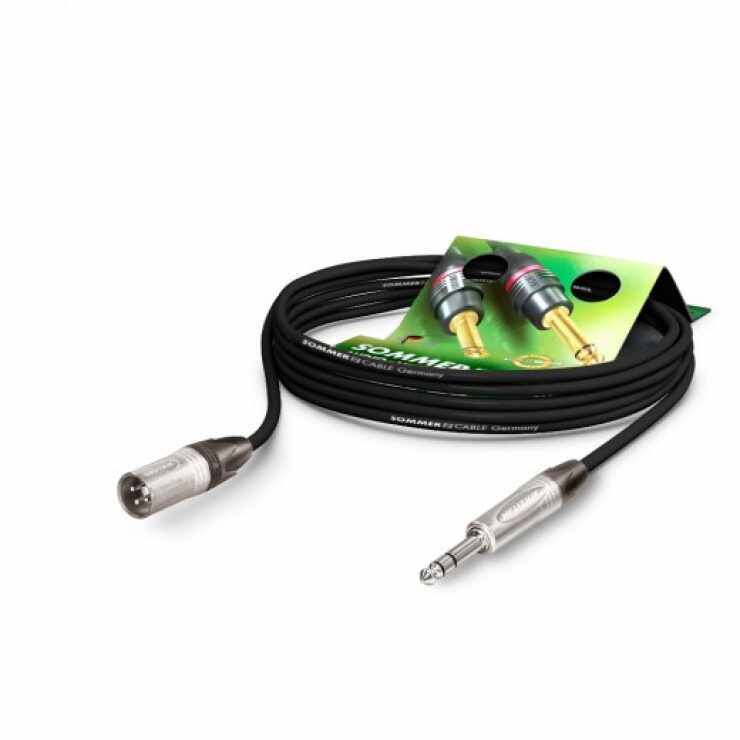 Cablu audio XLR 3 pini la jack stereo 6.35mm T-T 10m, NEUTRIK SGN4-1000-SW