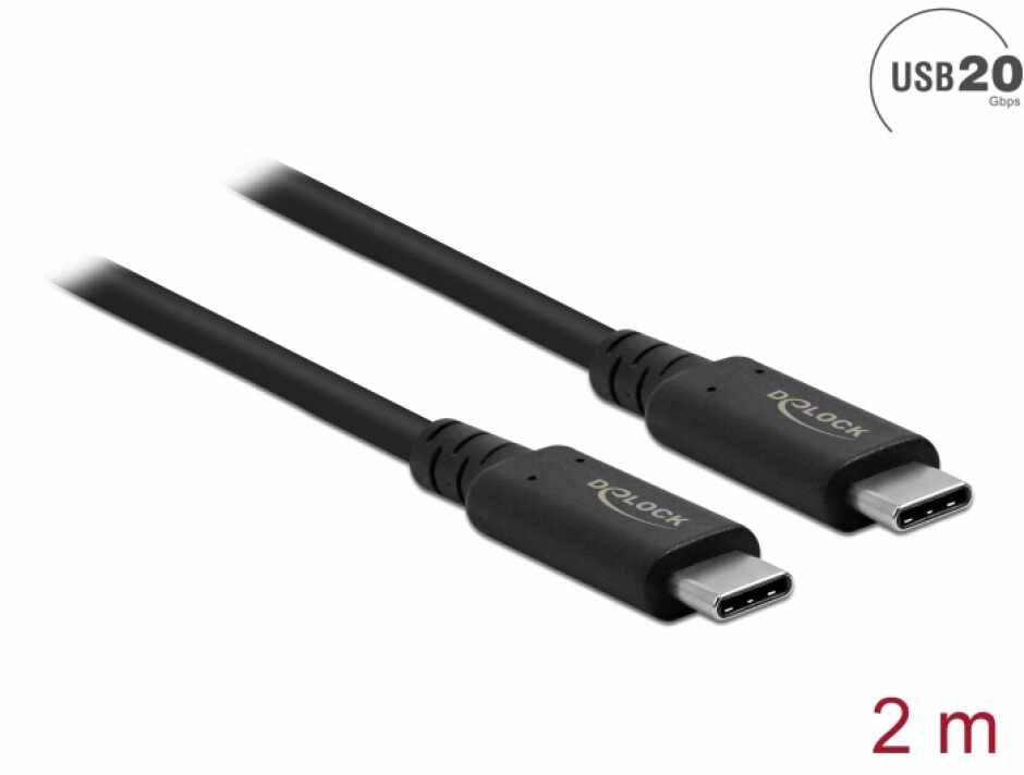 Cablu USB-C 4 (Gen 3x2) 4K60Hz/PD 100W T-T 2m, Delock 86980