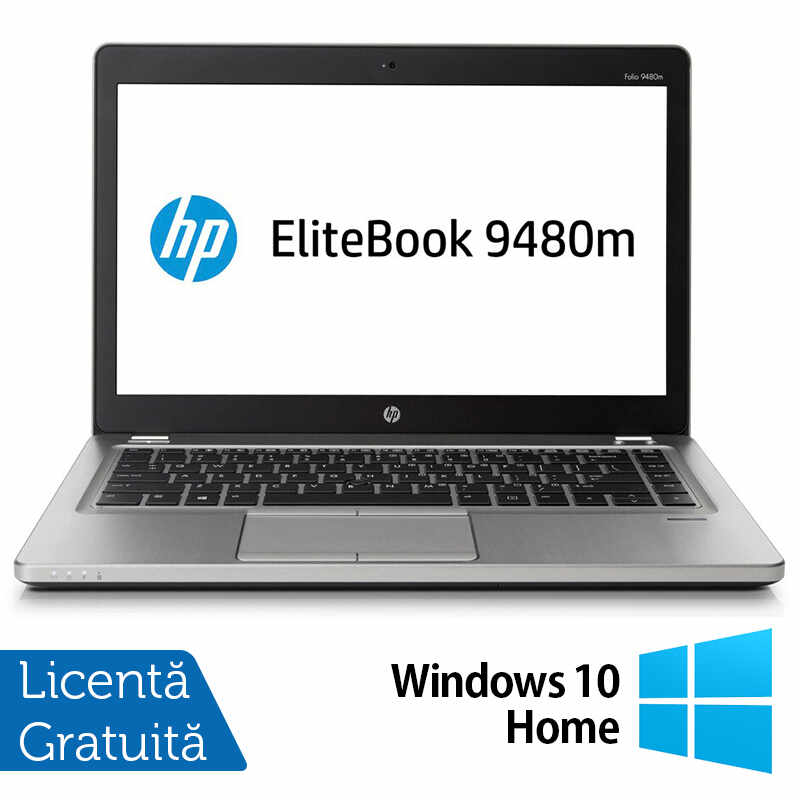 Laptop HP EliteBook Folio 9480M, Intel Core i5-4310U 2.00GHz, 4GB DDR3, 120GB SSD, 14 Inch, Webcam + Windows 10 Home