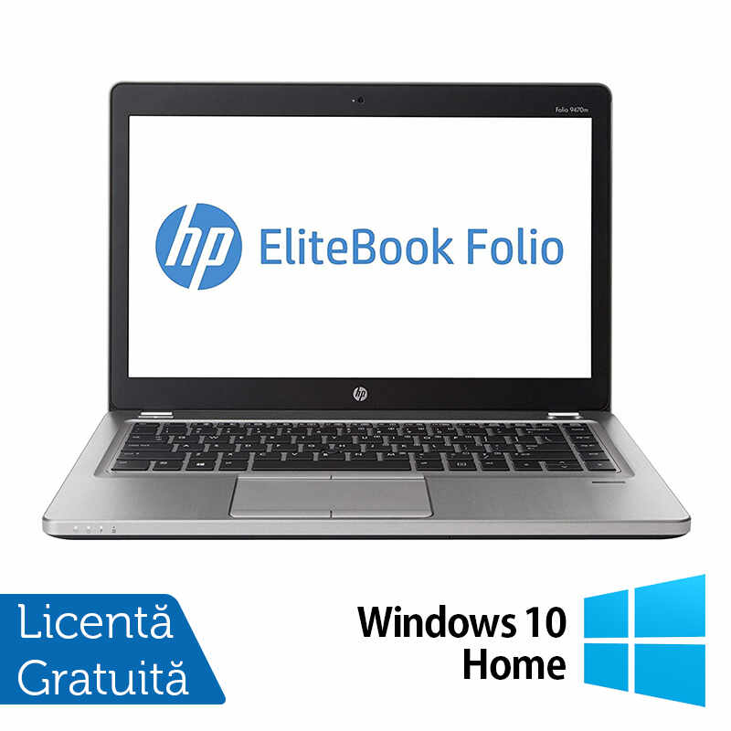 Laptop HP EliteBook Folio 9470M, Intel Core i5-3437U 1.90GHz, 8GB DDR3, 120GB SSD, 14 Inch, Webcam + Windows 10 Home