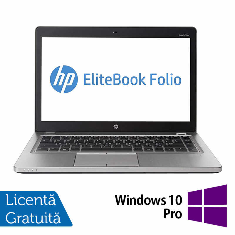Laptop HP EliteBook Folio 9470M, Intel Core i5-3437U 1.90GHz, 8GB DDR3, 120GB SSD, 14 Inch, Webcam + Windows 10 Pro
