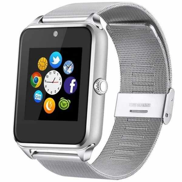 Ceas Smartwatch cu Telefon iUni GT08s Plus, Curea Metalica, Camera, Antizgarieturi, Silver