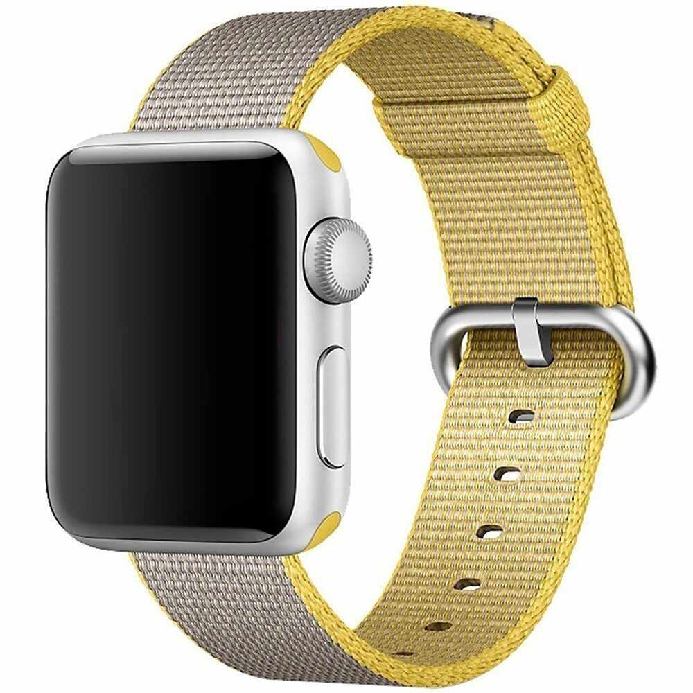 Curea pentru Apple Watch 38 mm iUni Woven Strap, Nylon, Yellow-Gray