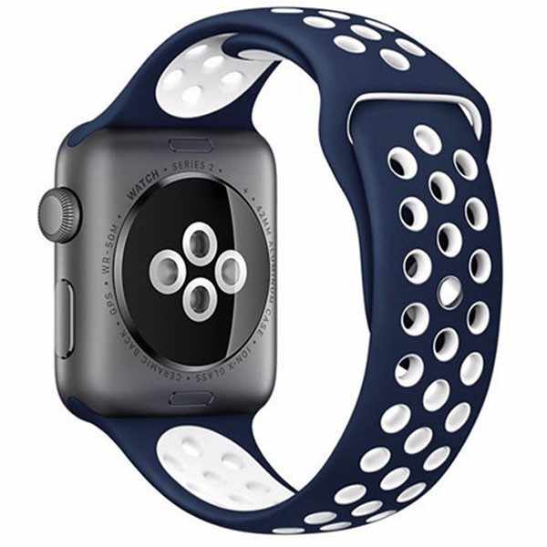 Curea pentru Apple Watch 38 mm Silicon iUni Albastru-Alb