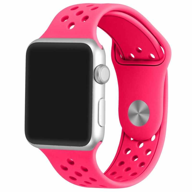 Curea pentru Apple Watch 38 mm Silicon Sport iUni Pink