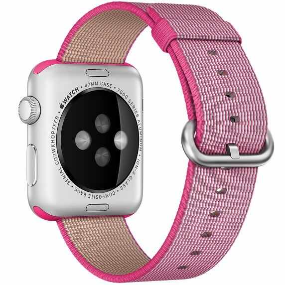 Curea pentru Apple Watch 42 mm iUni Woven Strap, Nylon, Electric Pink