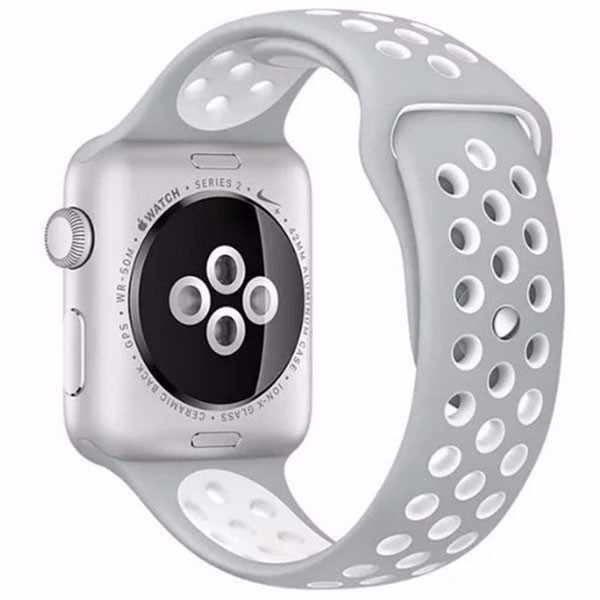 Curea pentru Apple Watch 42 mm Silicon iUni Argintiu-Alb
