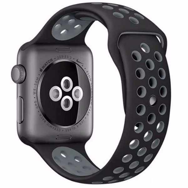 Curea pentru Apple Watch 42 mm Silicon iUni Negru-Argintiu