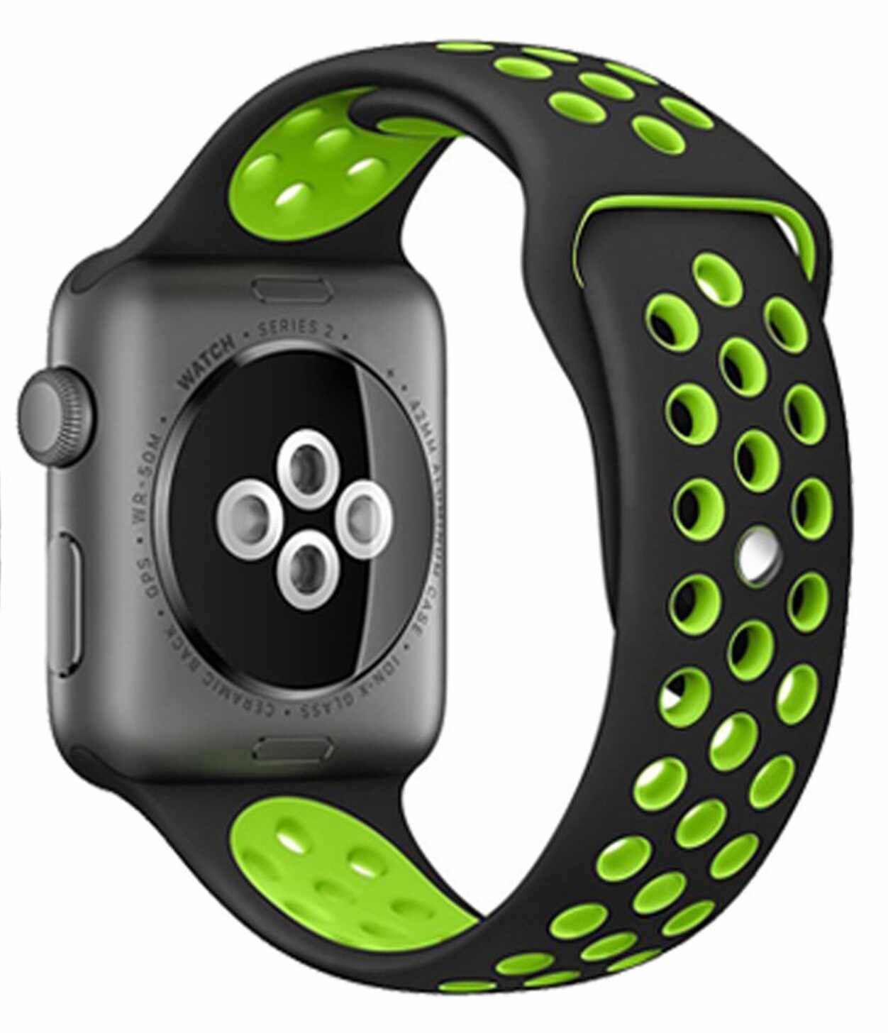 Curea pentru Apple Watch 42 mm Silicon Sport iUni Black-Green