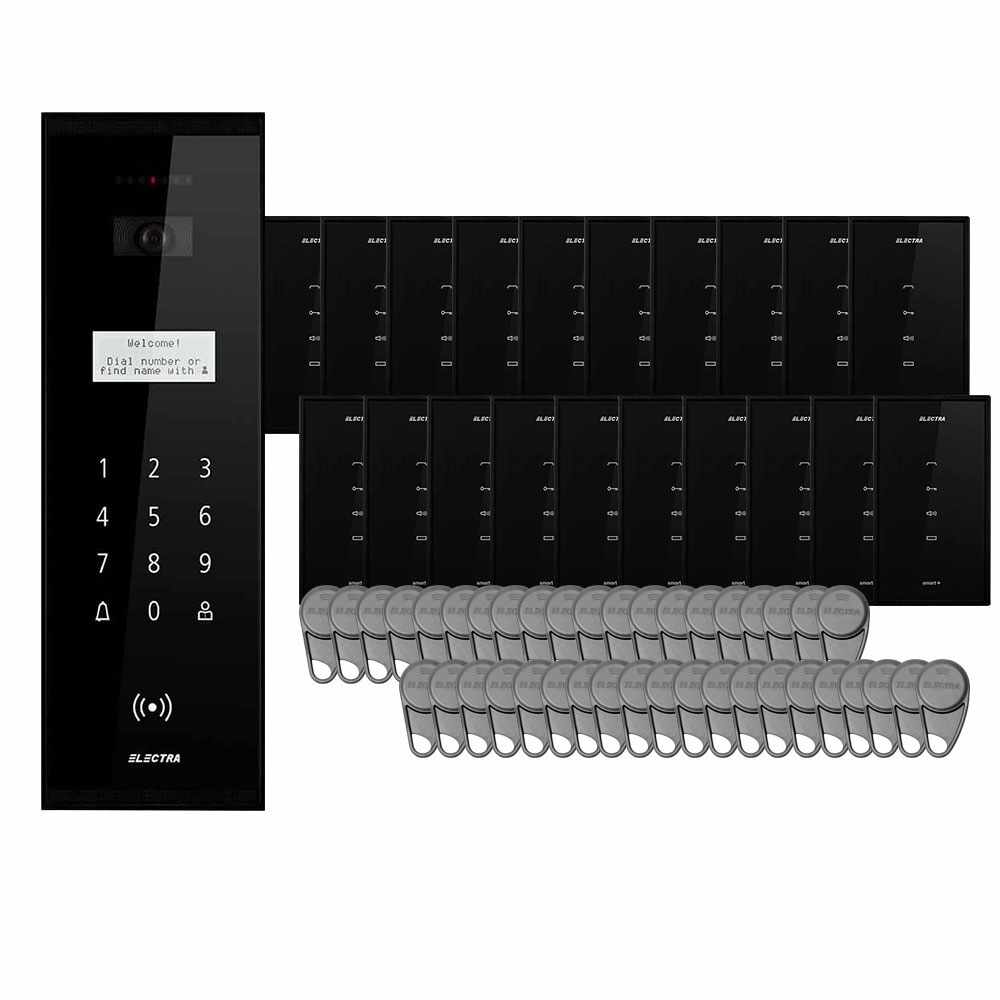 Set interfon pentru bloc Electra smart INT-ELEC-22, 20 familii, RFID, 40 tag-uri