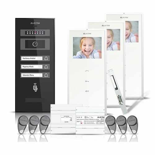 Set videointerfon Electra smart VID-ELEC-22, 3 familii, aparent, 3.5 inch