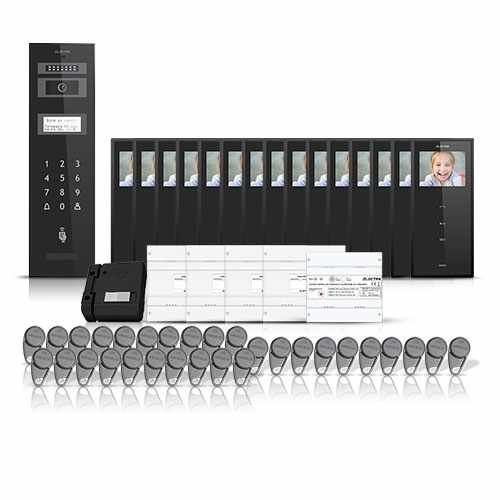 Set videointerfon pentru bloc Electra Smart VID-ELEC-27, 15 familii, aparent, 3.5 inch