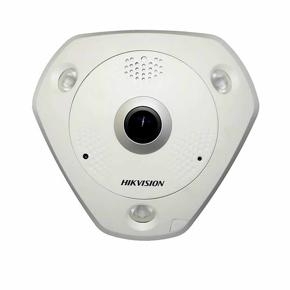 Camera supraveghere Dome IP Hikvision DS-2CD6332FWD-I Fisheye, 3 MP, IR 10 m, 1.19 mm, microfon