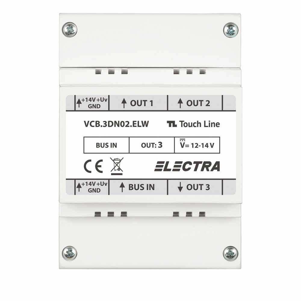 Doza derivatie video Electra VCB.3DN02.ELW, 3 iesiri, 12-14 V, aparent