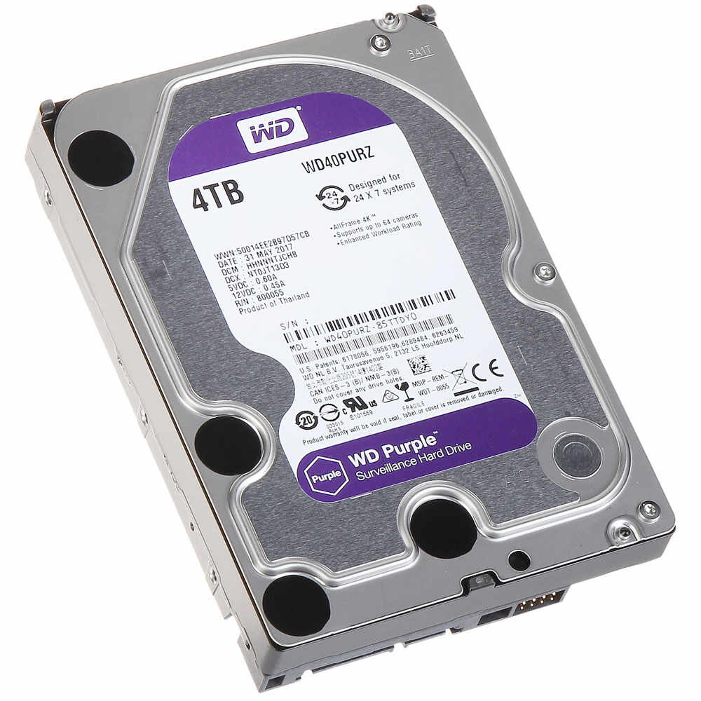 Hard Disk Western Digital Intellipower WD Purple, 4TB, 64MB, 5400RPM