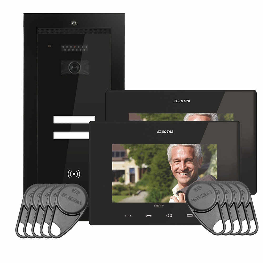 Kit videointerfon Electra Touch Line Smart+ VKM.P2FR.T7S4.ELB04, 2 familii, ingropat, 7 inch