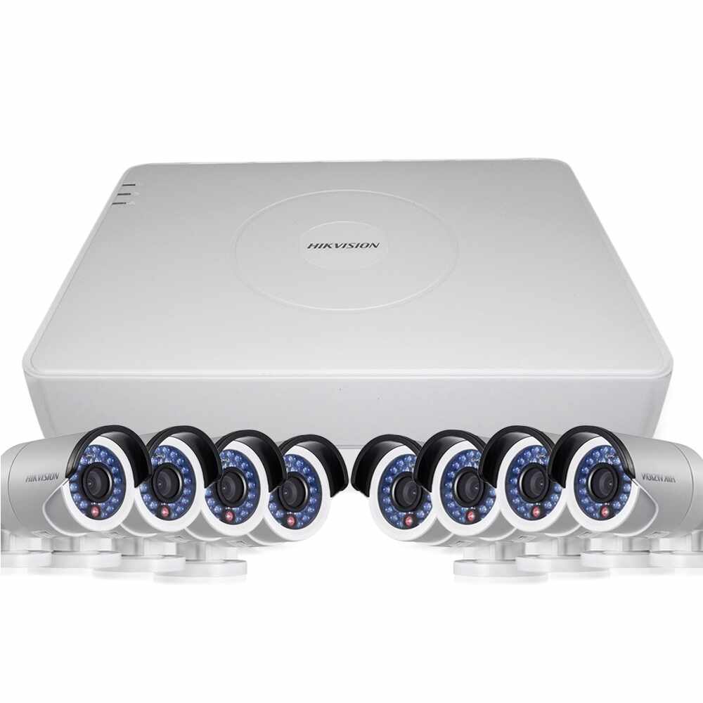 Sistem supraveghere exterior basic Hikvision TVI-8EXT20-720P-S, 8 camere, 1 MP, IR 20 m