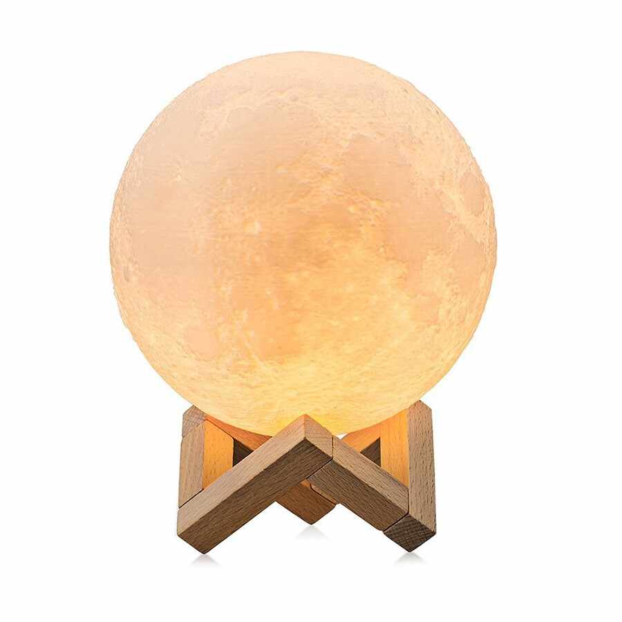 Lampa LED forma de luna plina 8cm Diametru 2 culori alb si rece Reglabila