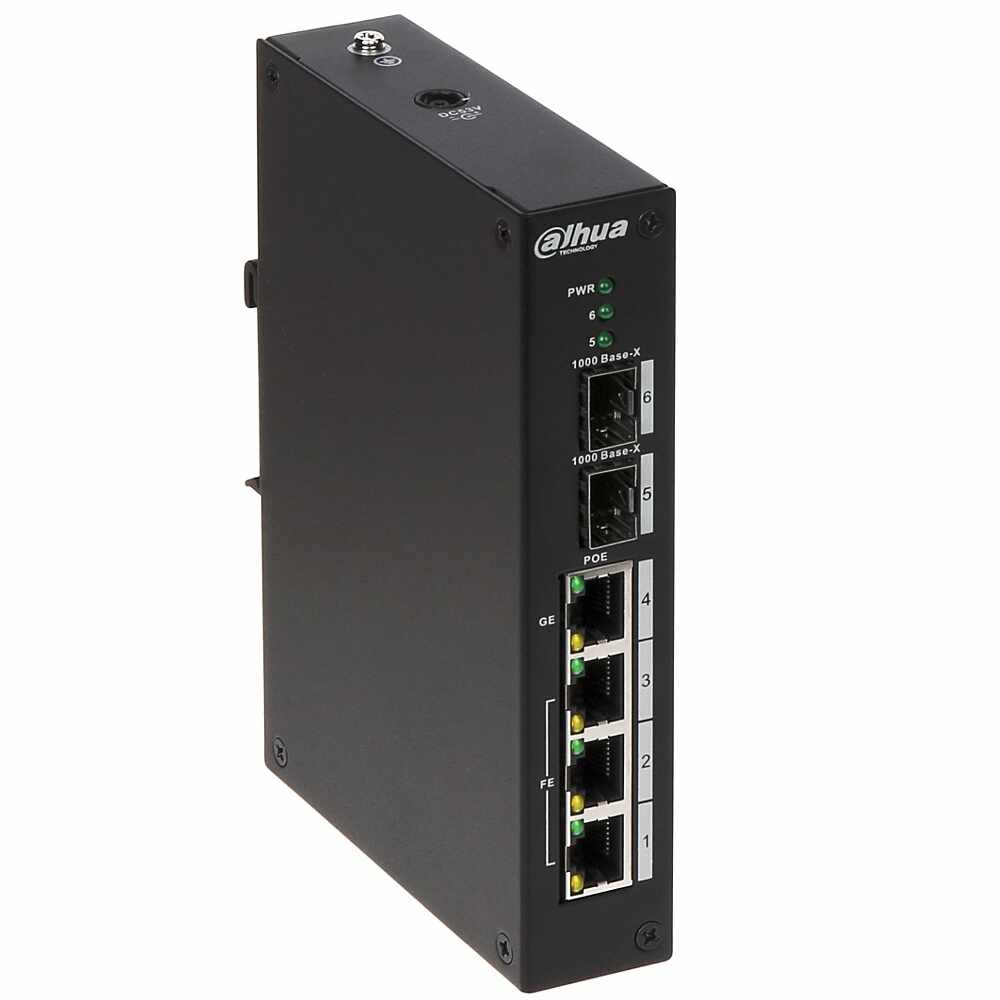 Switch cu 4 Porturi PoE Dahua PFS3206-4P-96, 8000 MAC, 1000 Mbps