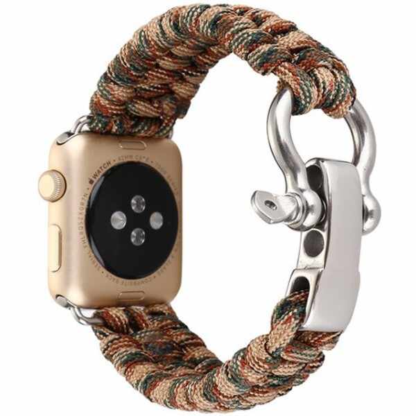 Curea pentru Apple Watch 38 mm iUni Elastic Paracord Rugged Nylon Rope, Brown
