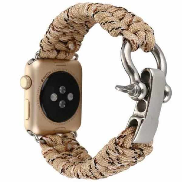 Curea pentru Apple Watch 38 mm iUni Elastic Paracord Rugged Nylon Rope, Cream