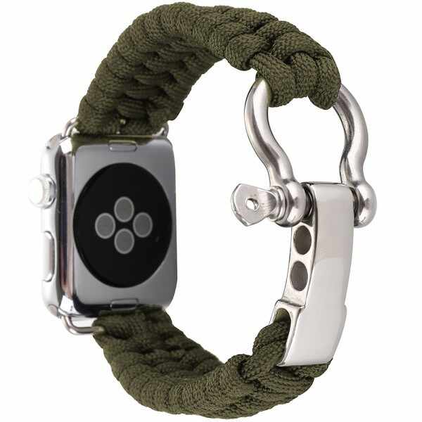 Curea pentru Apple Watch 38 mm iUni Elastic Paracord Rugged Nylon Rope, Green 