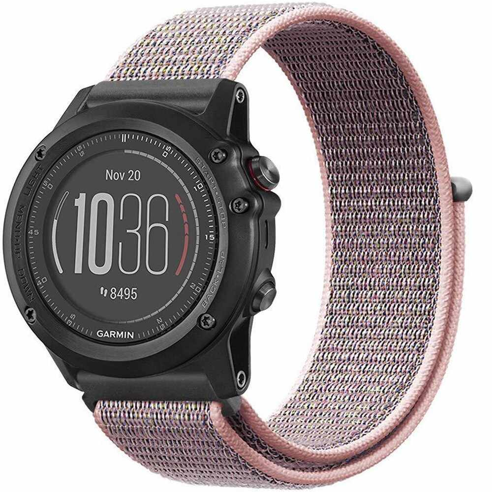 Curea ceas Smartwatch Garmin Fenix 3 / Fenix 5X, 26 mm iUni Soft Nylon Sport, Soft Pink