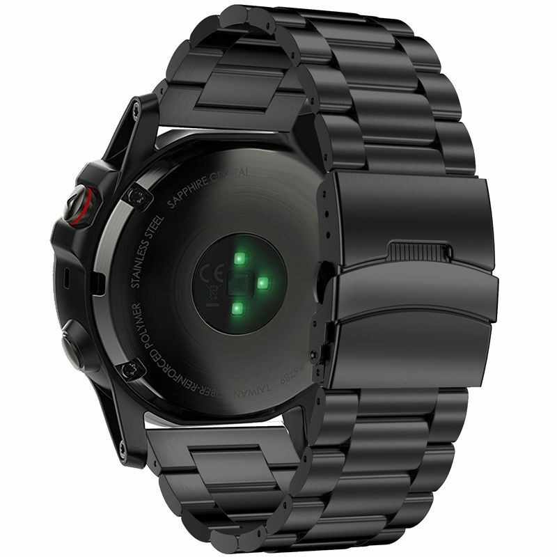 Curea ceas Smartwatch Garmin Fenix 3, 26 mm Otel inoxidabil iUni Black