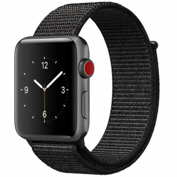 Curea pentru Apple Watch 38 mm iUni Woven Strap, Nylon Sport, Dark Black