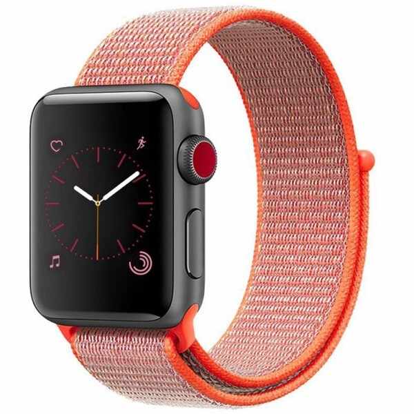 Curea pentru Apple Watch 38 mm iUni Woven Strap, Nylon Sport, Electric Orange