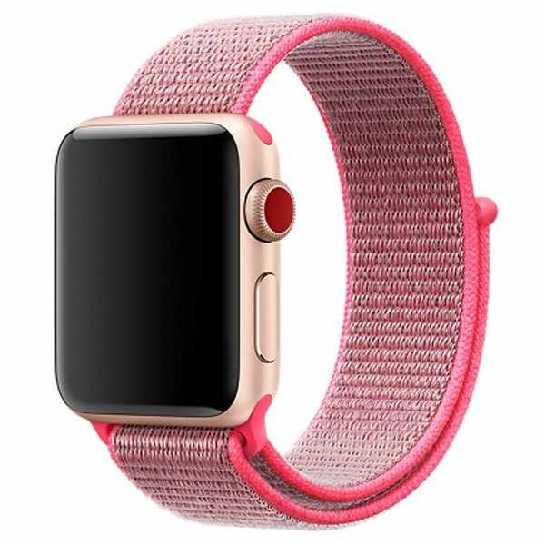 Curea pentru Apple Watch 38 mm iUni Woven Strap, Nylon Sport, Electric Pink 