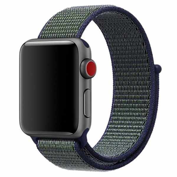 Curea pentru Apple Watch 38 mm iUni Woven Strap, Nylon Sport, Navy Blue-Green