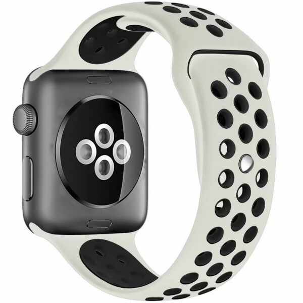 Curea pentru Apple Watch 38 mm Silicon Sport iUni Crem-Negru
