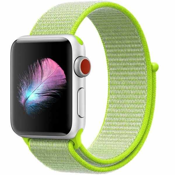 Curea pentru Apple Watch 42 mm iUni Woven Strap, Nylon Sport, Electric Green