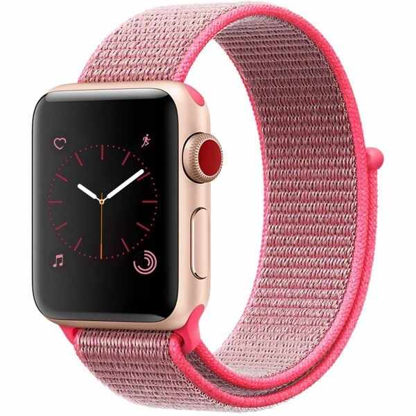 Curea pentru Apple Watch 42 mm iUni Woven Strap, Nylon Sport, Pink