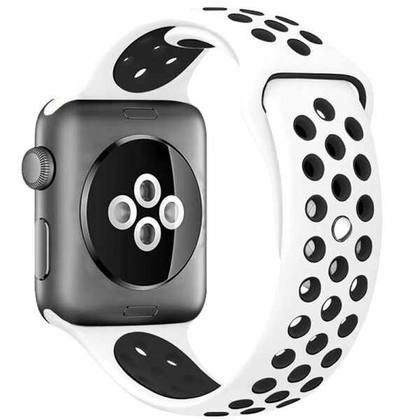 Curea pentru Apple Watch 42 mm Silicon Sport iUni Alb-Negru