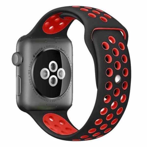 Curea pentru Apple Watch 42 mm Silicon Sport iUni Negru-Rosu