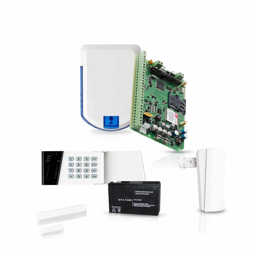 Sistem de alarma wireless Eldes, GSM/GPRS, 32 zone, 4 partitii, 1 detector
