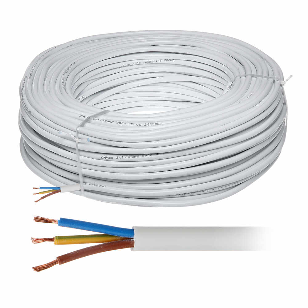 Cablu alimentare MYYM 3x1, 3x1.00 mm, plat, rola 100 m