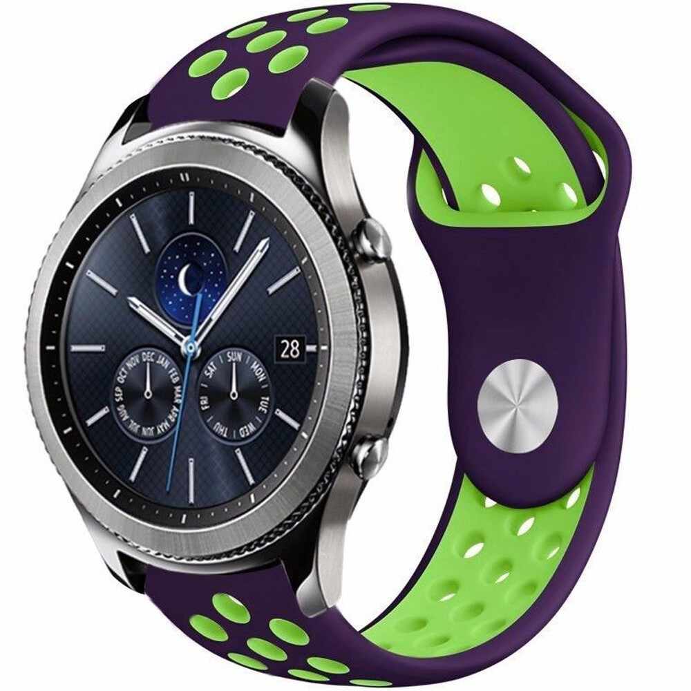 Curea ceas Smartwatch Samsung Gear S2, iUni 20 mm Silicon Sport Purple-Green