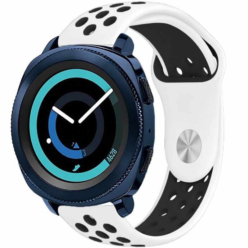 Curea ceas Smartwatch Samsung Gear S2, iUni 20 mm Silicon Sport White-Black