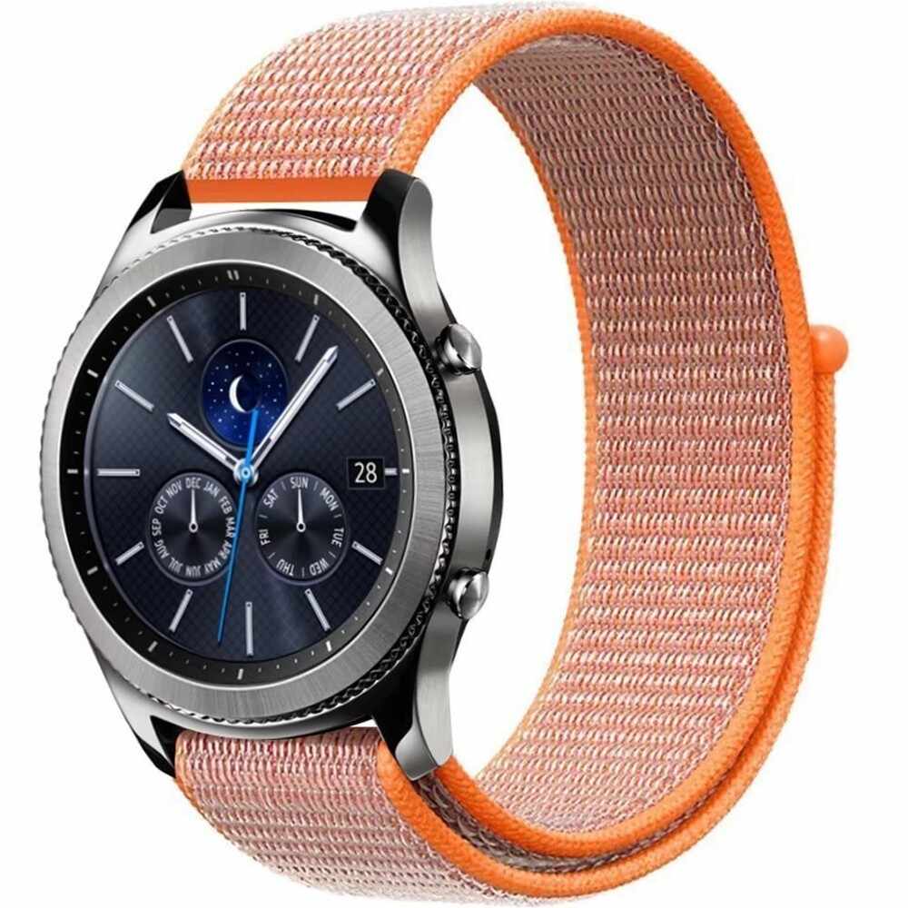 Curea ceas Smartwatch Samsung Gear S2, iUni 20 mm Soft Nylon Sport, Electric Orange