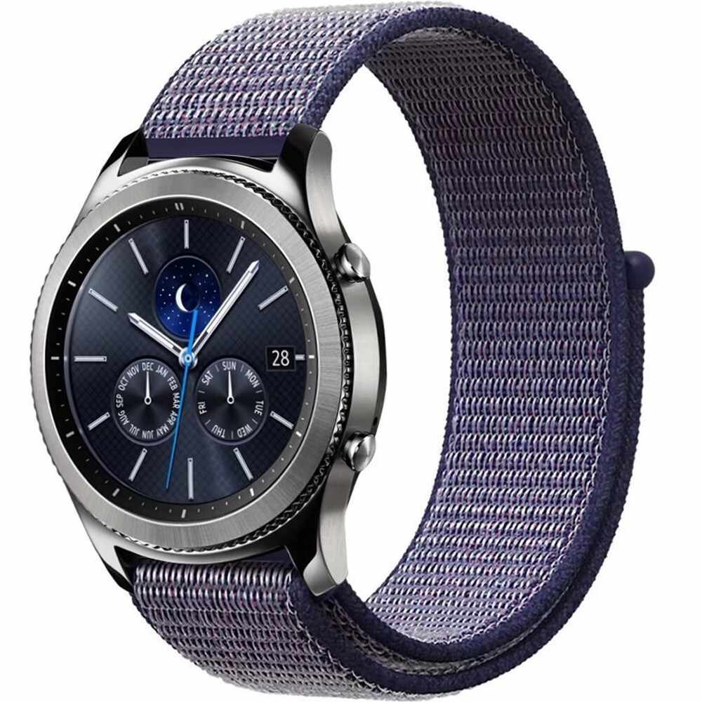Curea ceas Smartwatch Samsung Gear S2, iUni 20 mm Soft Nylon Sport, Midnight Blue