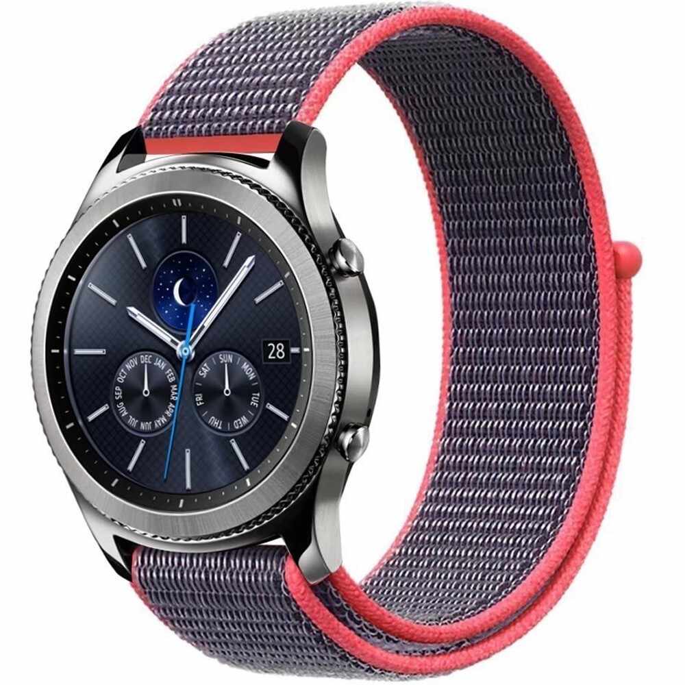 Curea ceas Smartwatch Samsung Gear S2, iUni 20 mm Soft Nylon Sport, Purple-Electric Pink