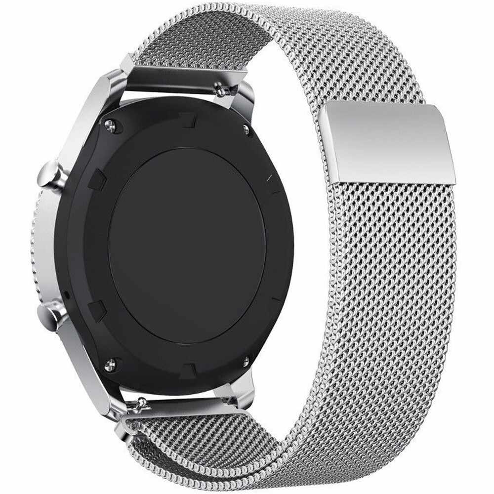 Curea ceas Smartwatch Samsung Gear S2 Silver Milanese Loop, iUni 20 mm Otel Inoxidabil