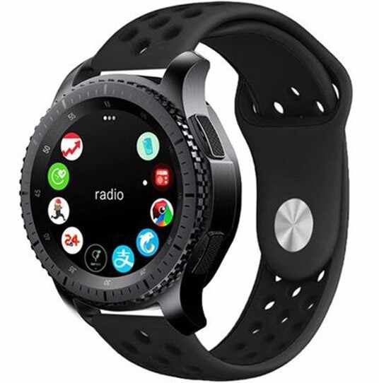Curea ceas Smartwatch Samsung Gear S3, iUni 22 mm Silicon Sport Black