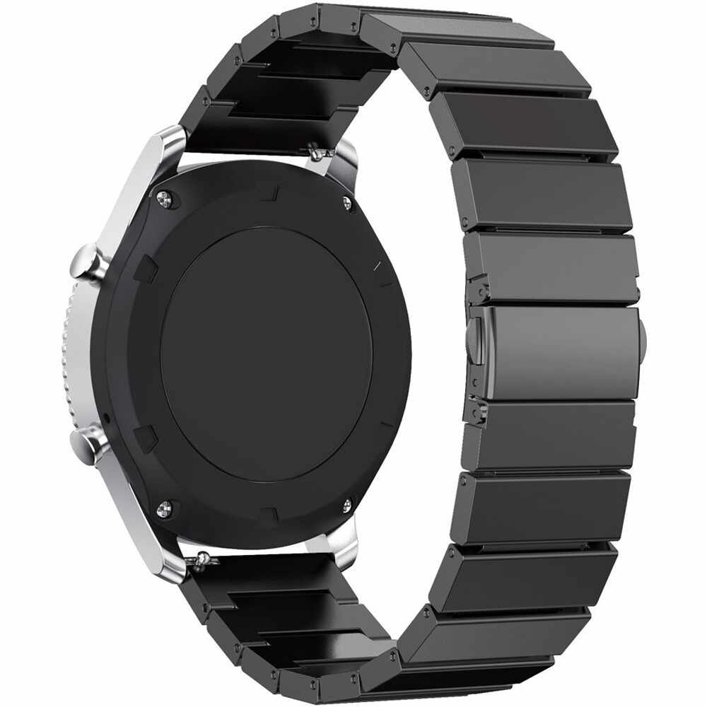 Curea pentru Smartwatch Samsung Gear S2, iUni 20 mm Otel Inoxidabil Black Link Bracelet