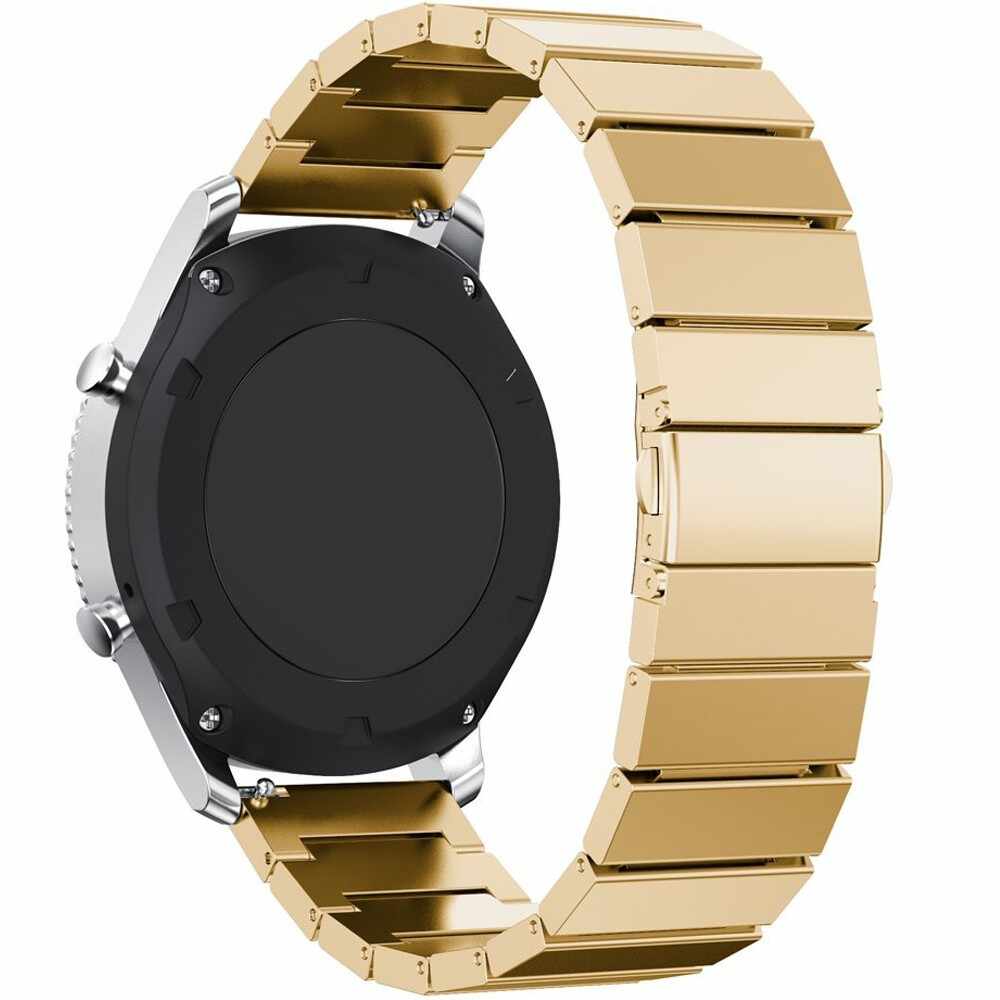 Curea pentru Smartwatch Samsung Gear S3, iUni 22 mm Otel Inoxidabil Gold Link Bracelet